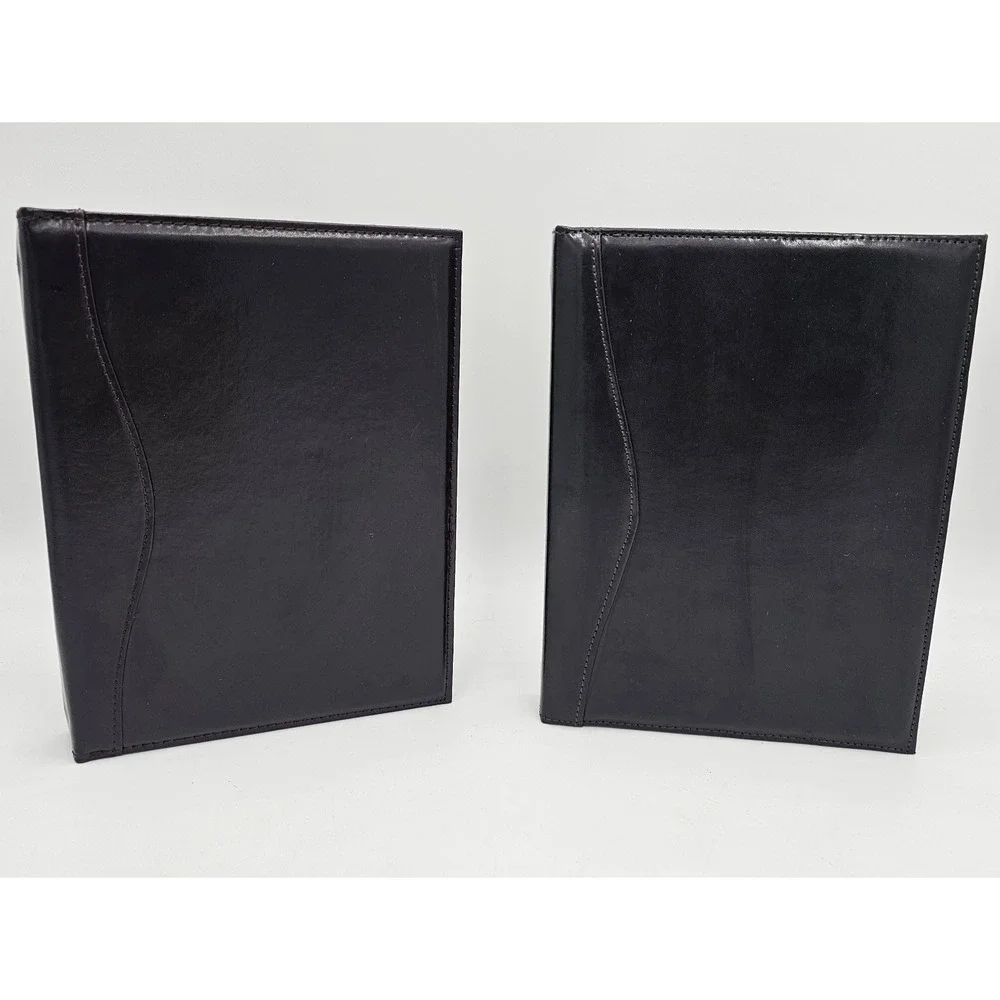 Brown Leather Photo Keepsake Storage Box With 2 Matching 3-Ring Binders